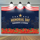 Lofaris Pink Floral Remember Honor Memorial Day Backdrop Banner